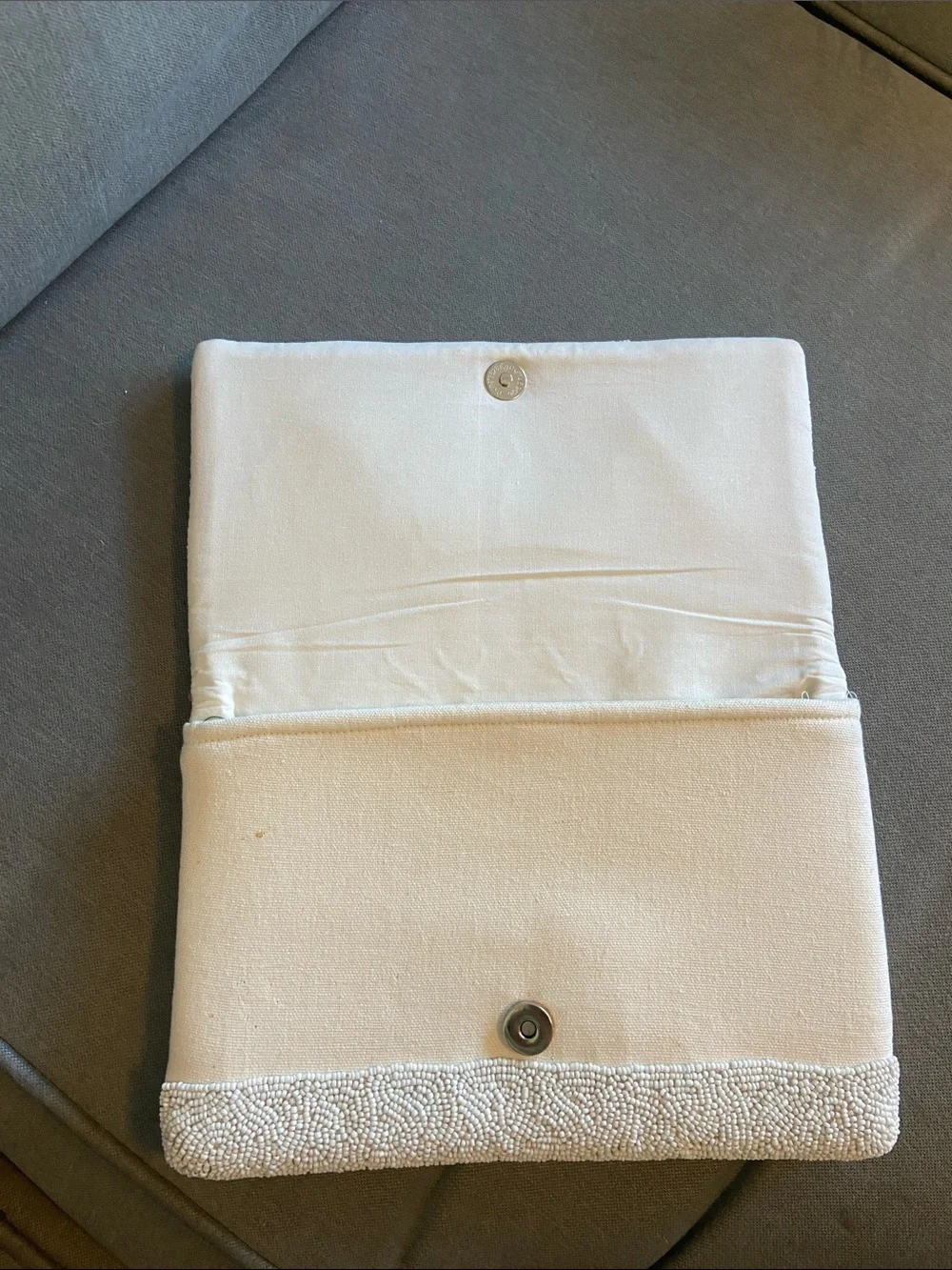 Bride Embroidered Beaded Clutch - Cream
